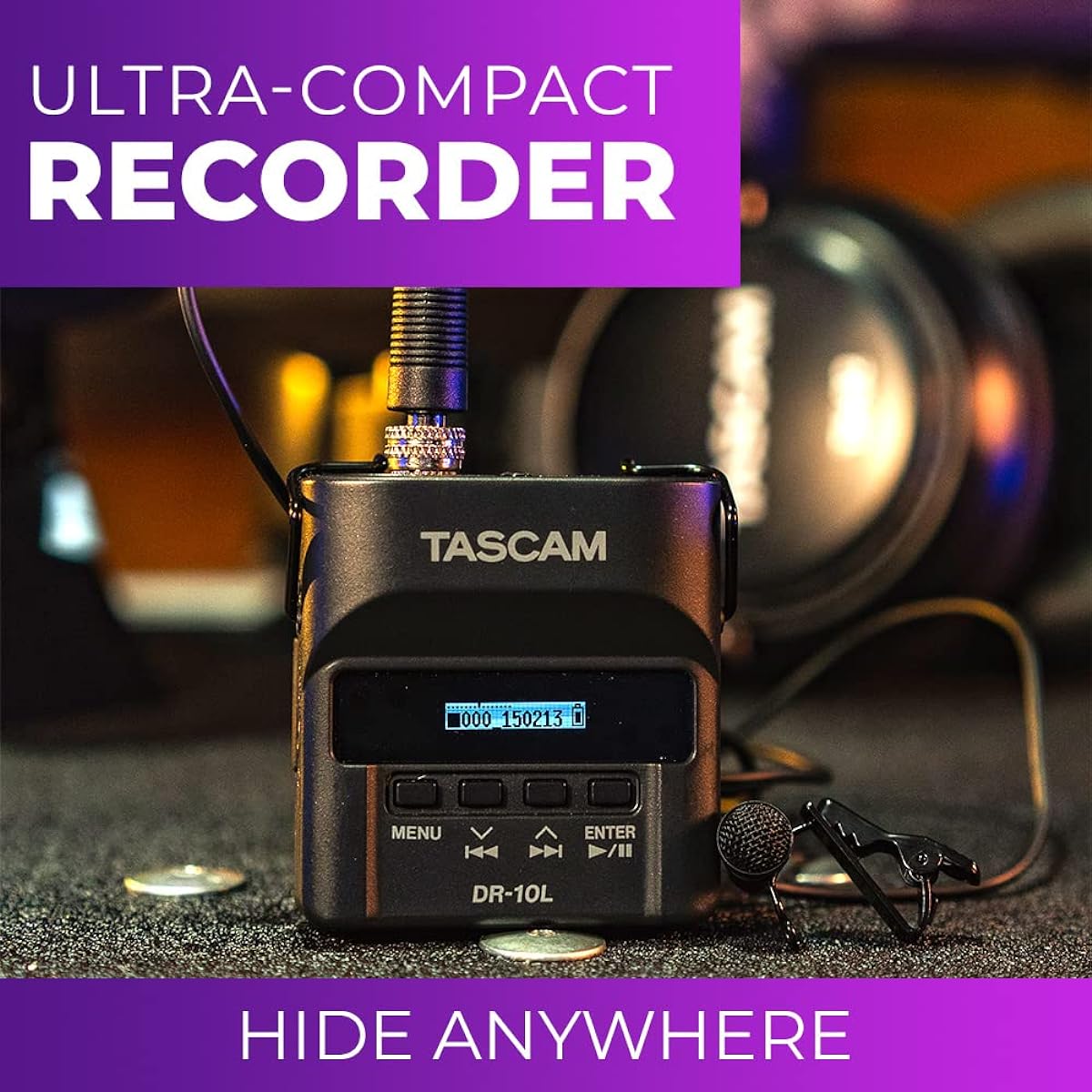 TASCAM DR-10L Pin Microphone Recorder Black for Youtube Audio Recording Internet Distribution Podcast Video Shooting Vlog Recording
