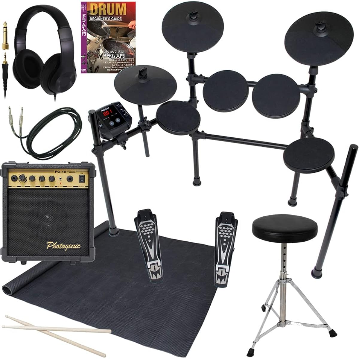 MEDELI Electronic Drum DD-401J DIY KIT Sakura Instrument Original Set [Includes instructional DVD, amplifier, cable, drum mat, chair, and headphones]