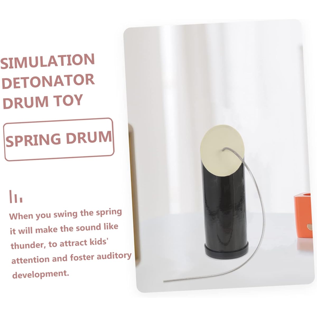 VICASKY 5pcs Rattle Thunder Drum Stadium Thunder Simulation Toy Montessori Rain Stick Drum Toy Teaching Material for Baby Wood, Metal Spring Puzzle
