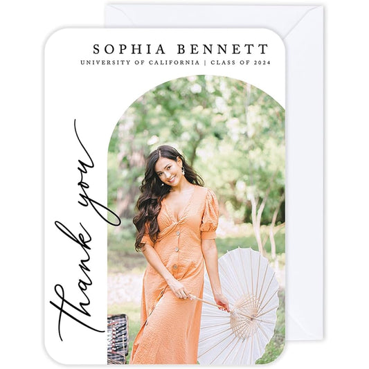 Andaz Press 5 x 7 Inch Personalized Photo Graduation Thank You Cards with Envelopes Class of 2023 Thank You Postcard Boho Custom Photo Graduate Name Year School College Thank You Notes Pack of 24