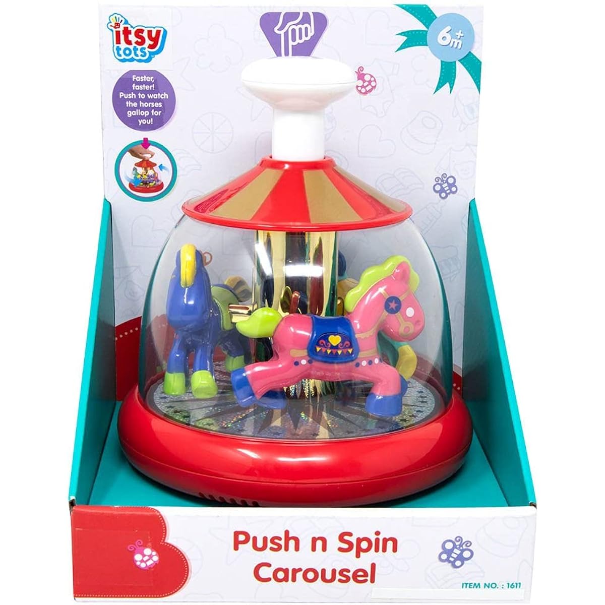 U.P.D. Inc. Itsy Tots Push and Spin Carousel in an Open Touch Box