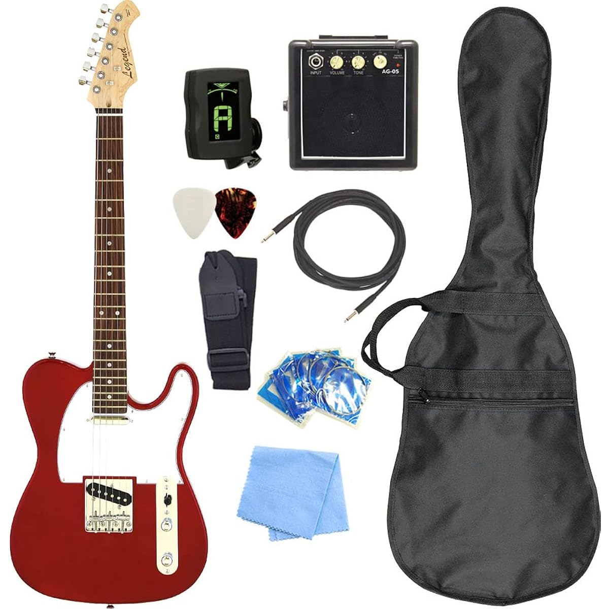 Electric guitar beginner set Telecaster type mini amplifier 9-piece set Legend LTE-Z CA/R [98765]