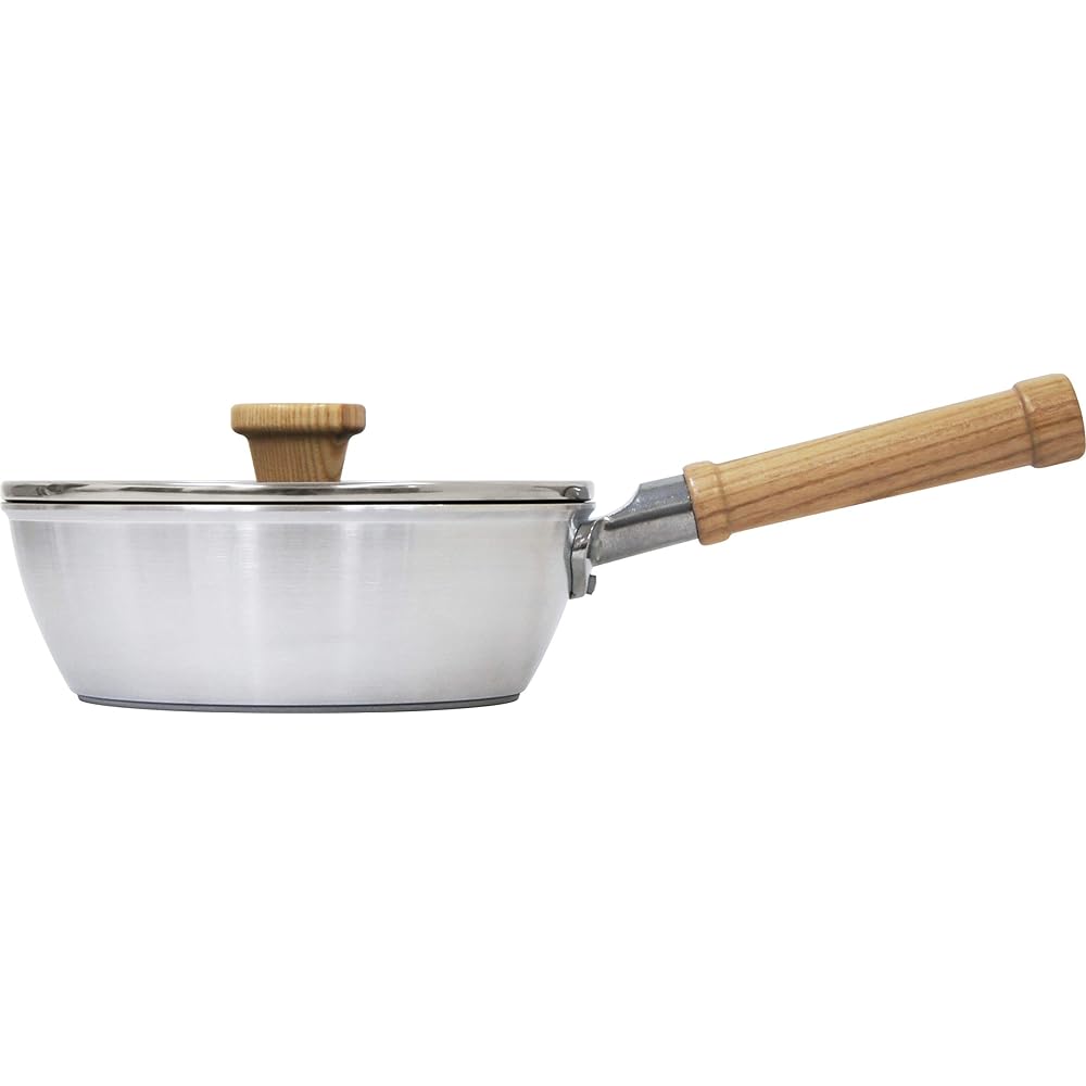 Urushiyama Metal Industry One Handed Pot Frying Pan with Glass Lid IH Compatible Made in Japan Multi Deep Pan Itaru 20cm 20005