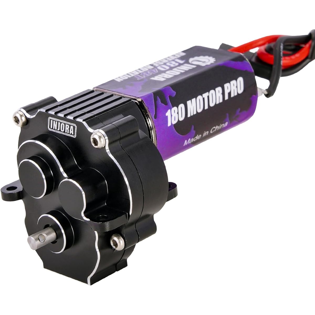 INJORA 180 Pro 48T Motor and Transmission Gearbox with Stock Steel Gears for 1/18 TRX4M Upgrade Parts (Black)