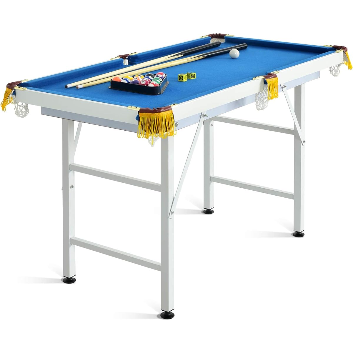 Costzon 47" Folding Billiard Table Pool Game Table with Cue, Triangle, Chalk and Brush for Kids