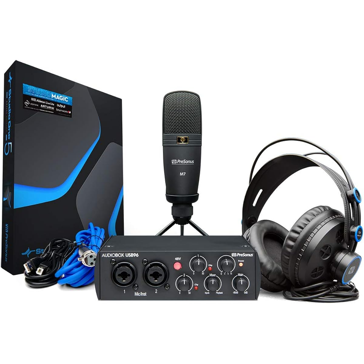PreSonus AudioBox Studio Ultimate Bundle 25th Anniversary DTM Set Audio Interface Headphones Microphone Speakers Studio One Artist Bundle