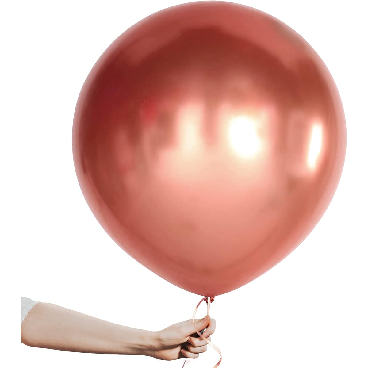KatchOn Rose Gold Chrome Balloon Set - Big 18 Inch Pack of 10 | Rose Gold Balloons Bachelorette Party Decorations | Rose Gold Metallic Balloons | Wedding Birthday Prom Decorations