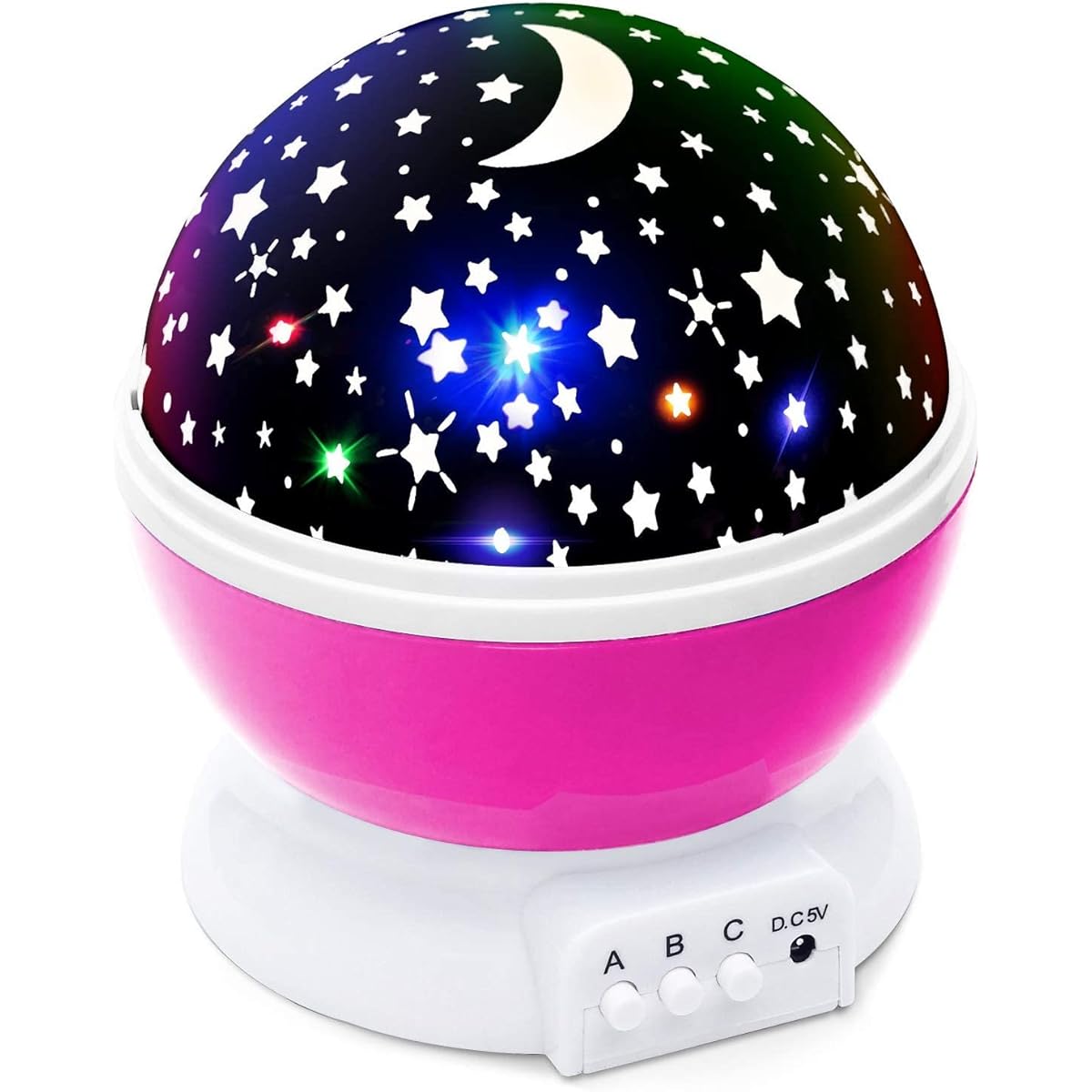 Night Light Lamp,Alenbrathy Star Projector Romantic LED Night light 360 Degree Rotation 4 LED Bulbs 9 Light Colour Changing with USB Cable for Birthday,Parties,Kids Bedroom or Christmas Gift.(Pink)
