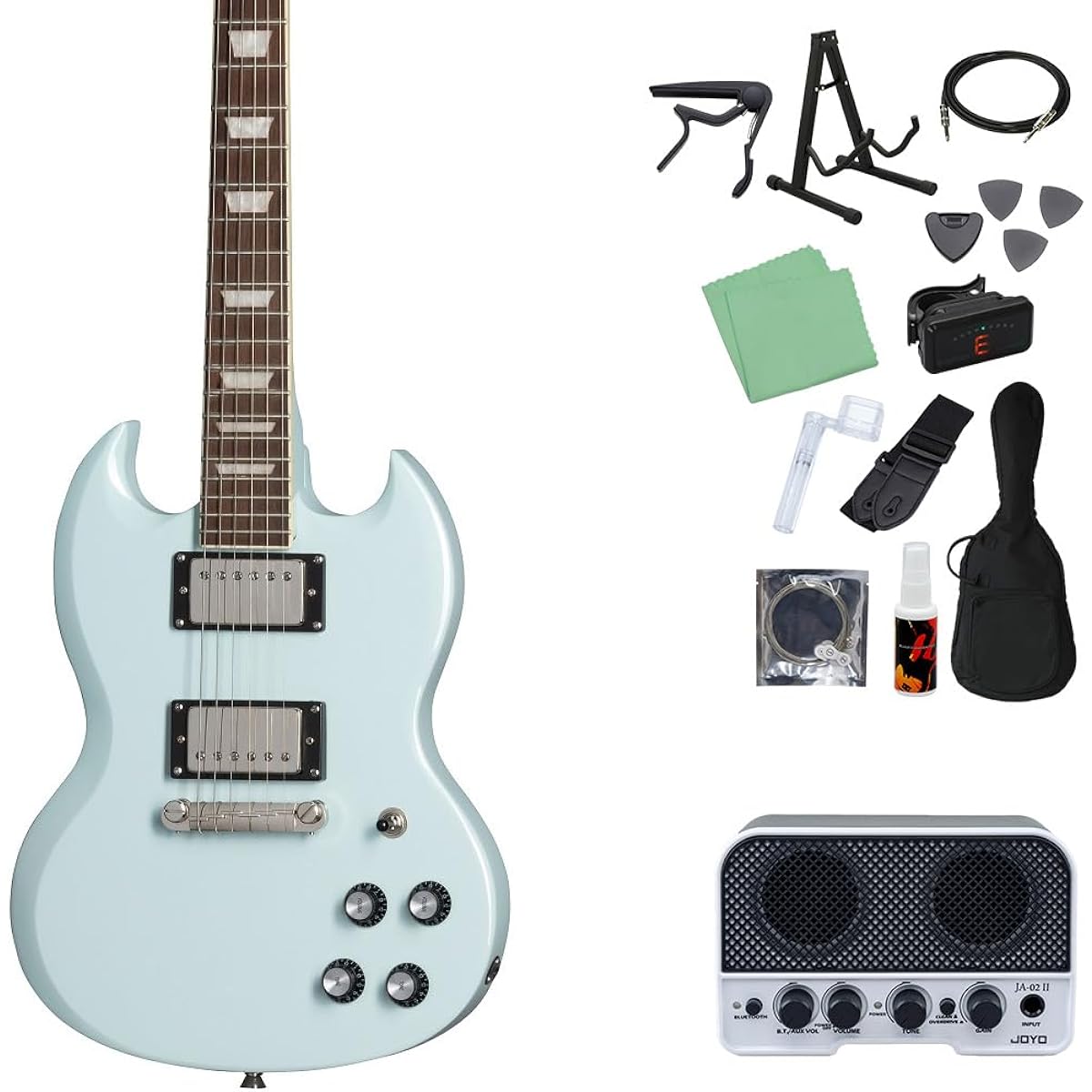 Epiphone Power Players SG Ice Blue Electric Guitar Beginner 14-piece Set [Includes Bluetooth Mini Amplifier] 7/8 Size Mini Guitar Epiphone
