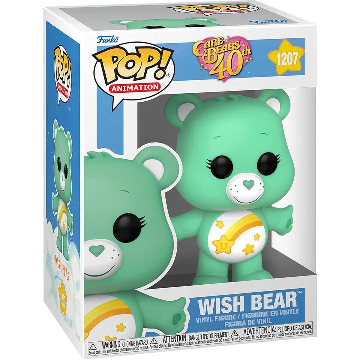 POP Care Bears 40th Anniversary Wish Bear Funko Vinyl Figure (Includes Compatible Box Protector Case), Multicolor, 3.75"