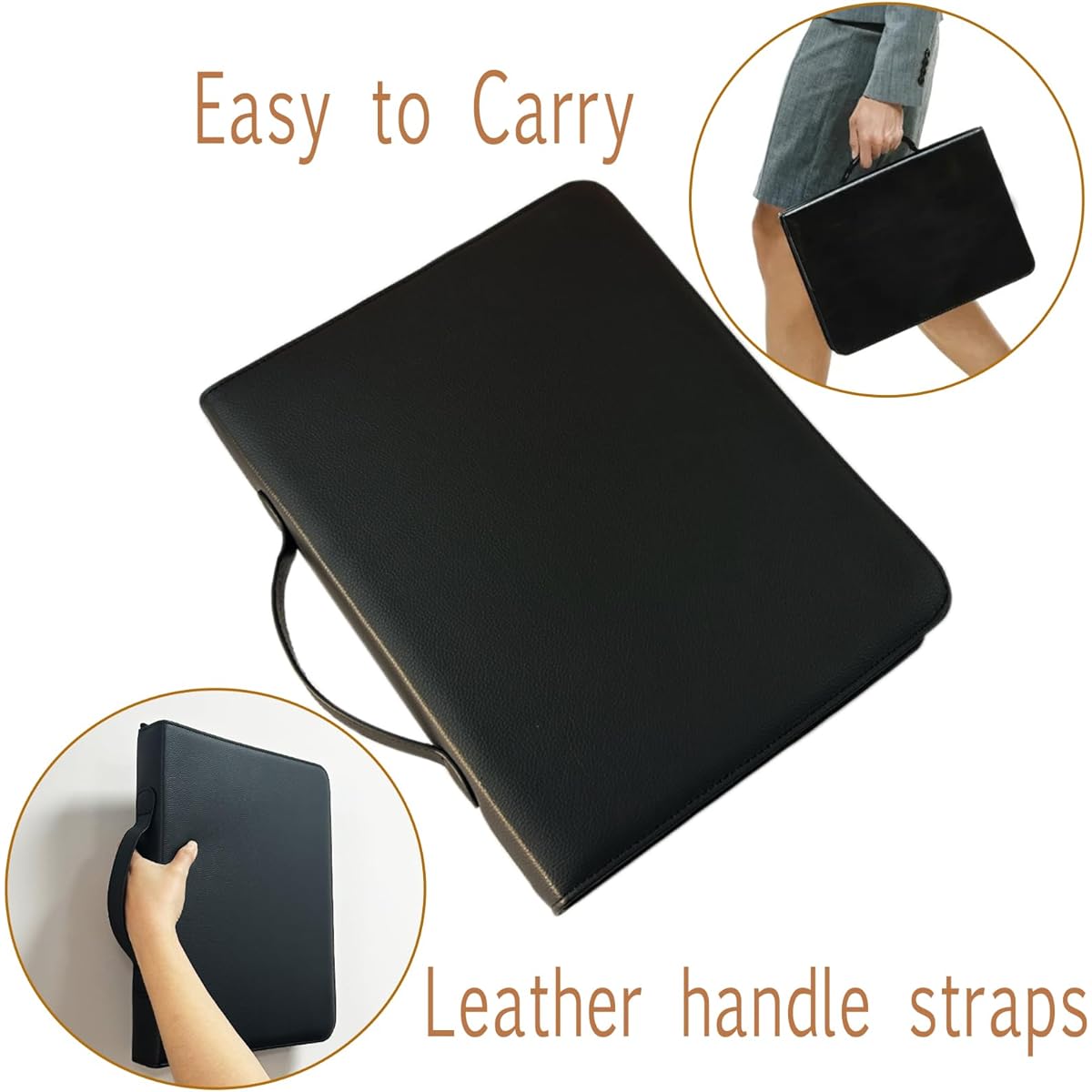 Choir Music Folder with Hand Strap, 50 Sheets Music Binder 3 Rings for Choir Singers Stage Performance Musicians Black