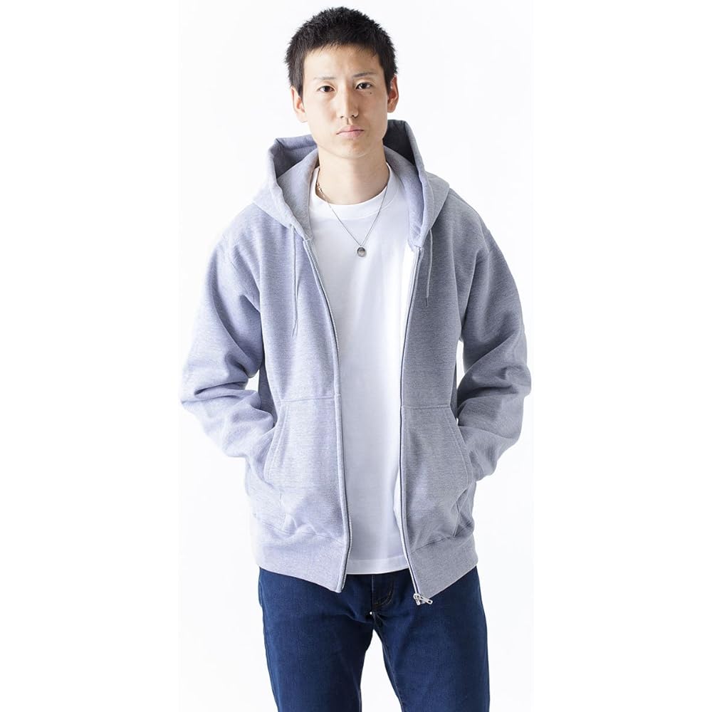 [T-Shirt Dot Esty] Hoodie Plain Thick Brushed Lining Zip Up Wild Zip 15.6oz Men's [S M L XL 2XL 3XL]