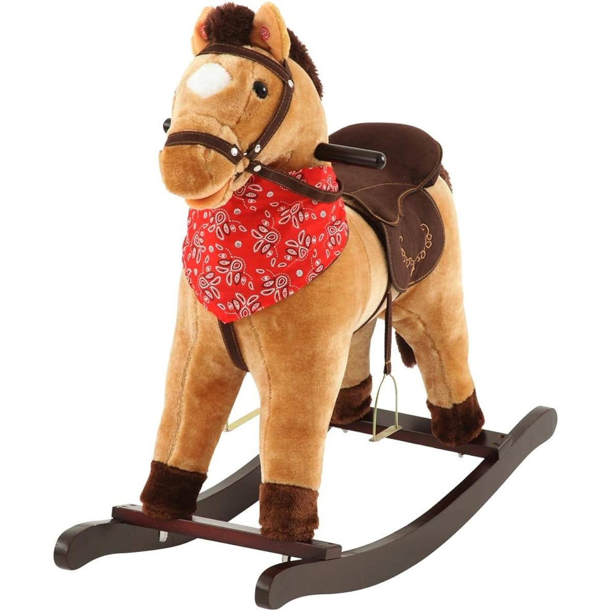 Bon Furniture Completed Product Rideable Stuffed Toy Rocking Cute Vehicle Rocking Horse Extra Large Stuffed Toy [Horse] Brown