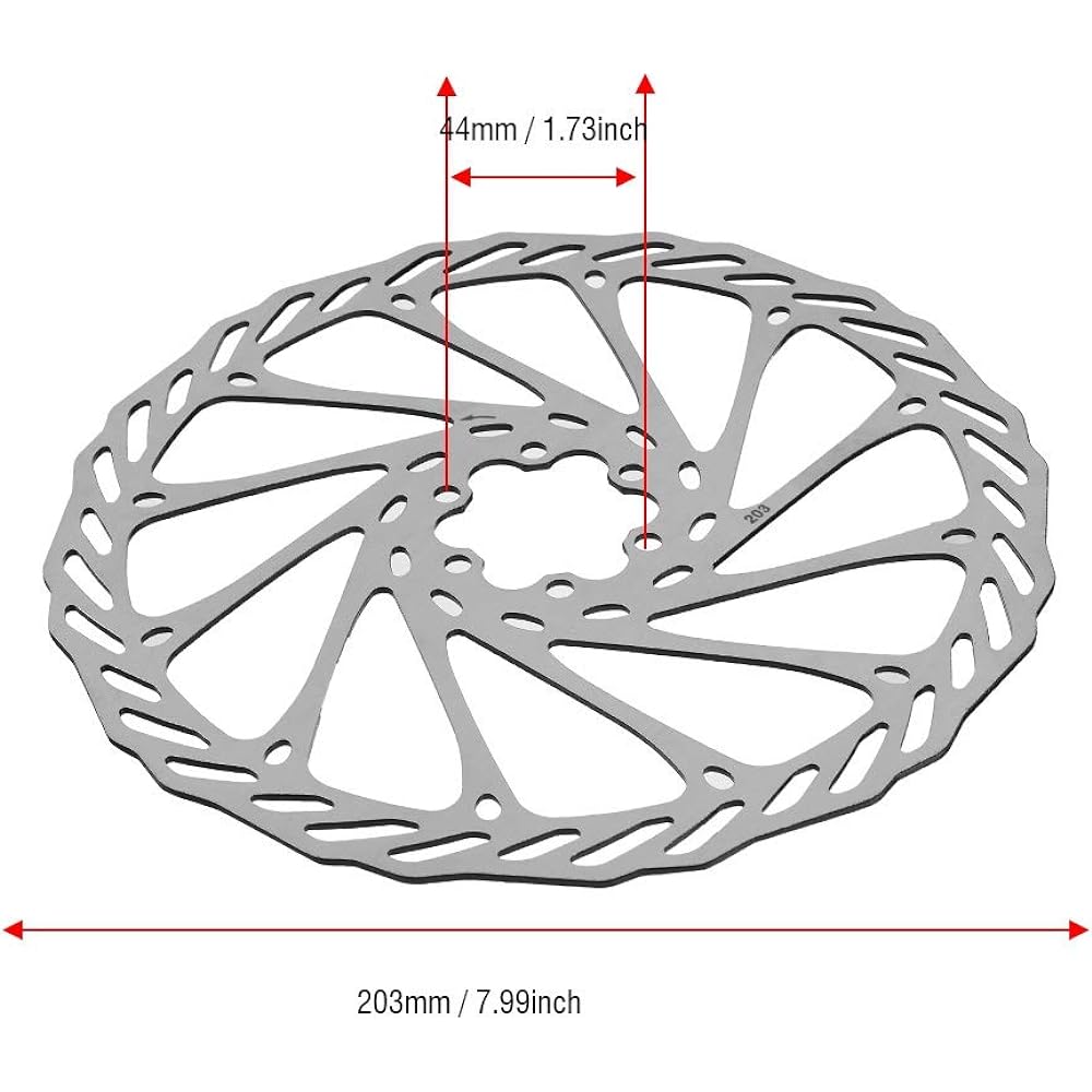 Bike Disc Brake Set Bicycle Disc Brake Rotor 203mm/8 inch 6 Bolts Stainless Steel Corrosion Resistant Heat Dispersion Direct Replacement Extended Rotor Life High Quality Bicycle Brake Disc Pad for Mountain Bikes