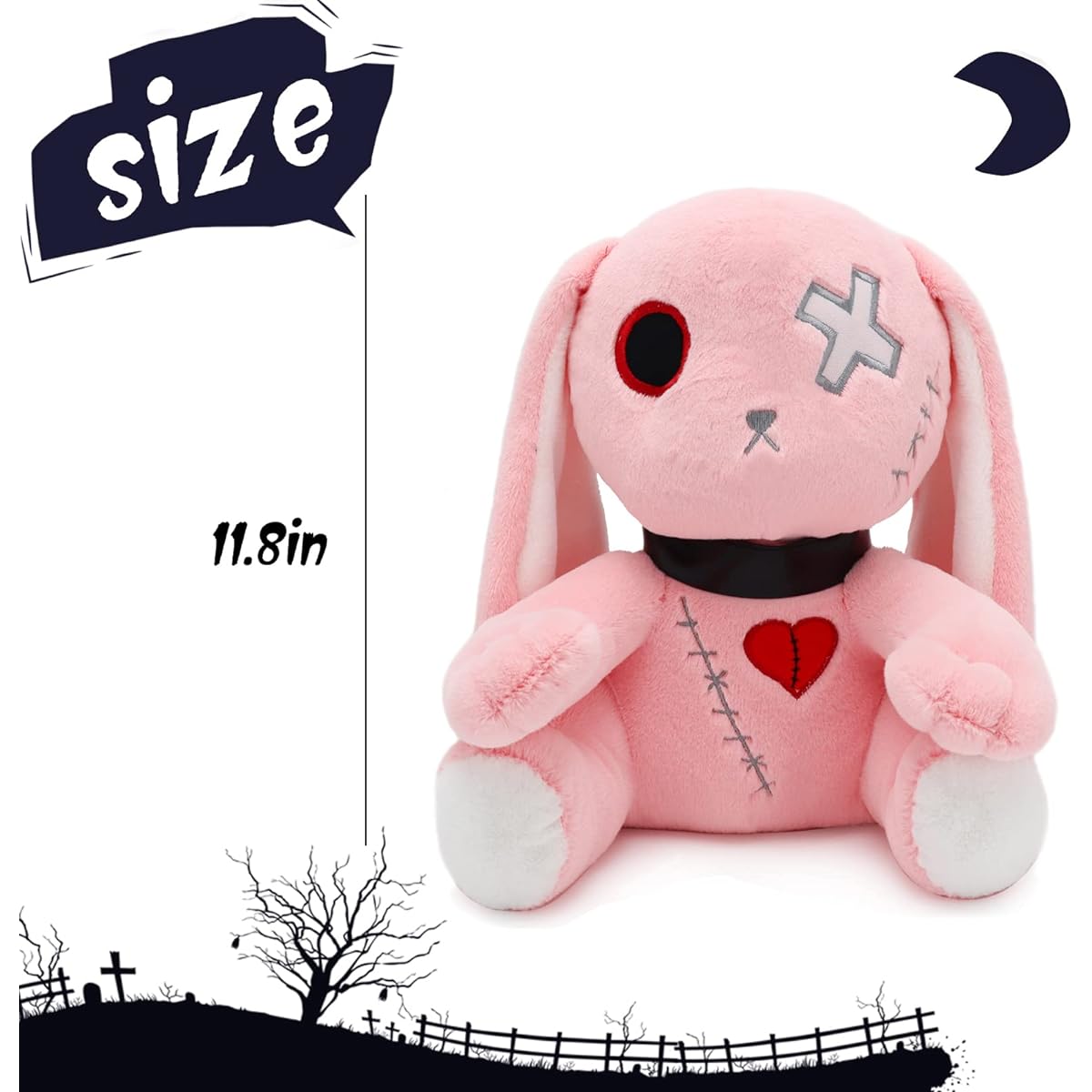 Qleewei Goth Bunny Stuffed Animal Rabbit Plush Toy Horror Stuffed Animal Easter Stuffed Animal Creepy Bunny Stuffed Animal Crazy Rabbit Stuffed Animal