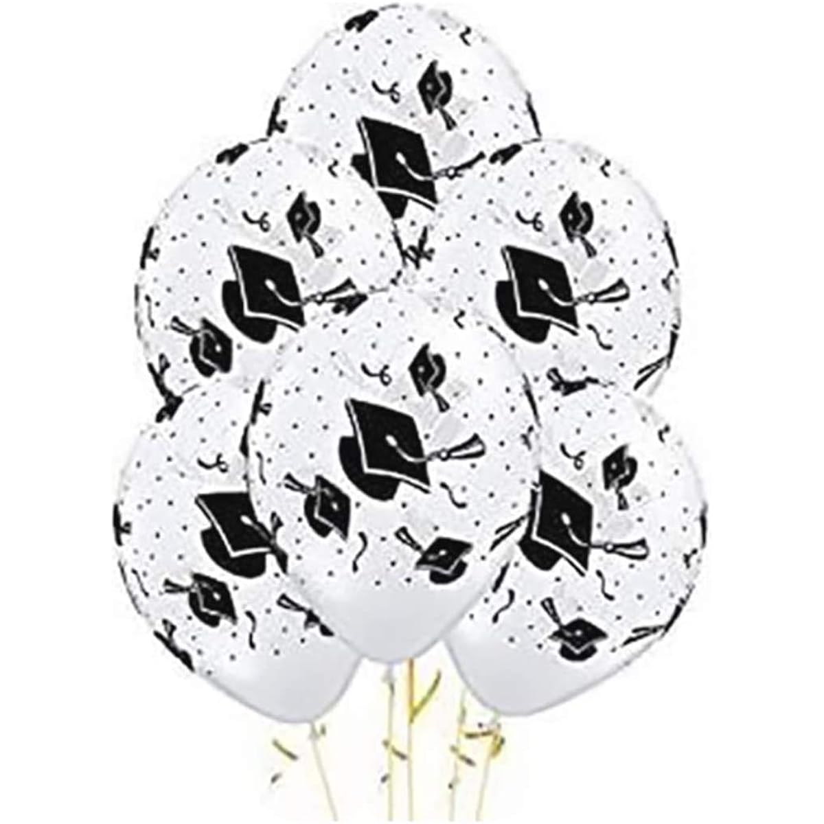 Balloons 11 Inch Premium Latex "Made in the USA" with Grad Caps Pkg of 25 White 41544-25