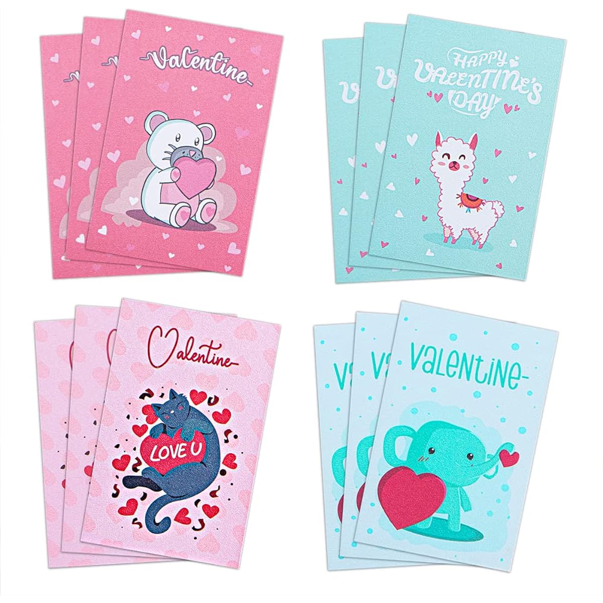 SICOHOME Valentine's Day Card Assortment for Children (Blue)