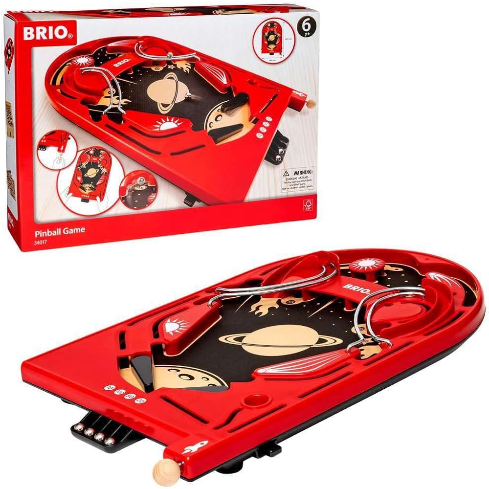 BRIO Pinball Game Red [4 Pieces] Ages 6 and up (Wooden Toy, Educational Toy, Board Game) 34017