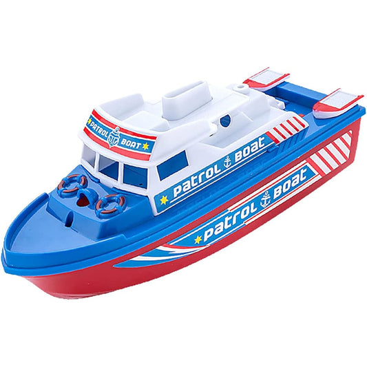 NEXTAKE Speed Boat Water Toy Electric Patrol Boat Coast Guard Watercraft Toy Police Speed Boat Model Toy with Siren and Lights