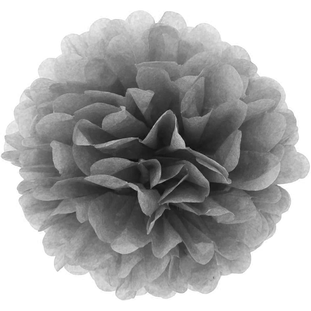 (White & Gray) - Gold Fortune 16PCS Tissue Hanging Paper Pom-poms Flower Ball Wedding Party Outdoor Decoration Tissue Paper Pom Pom Flowers Craft Kit (White & Grey)