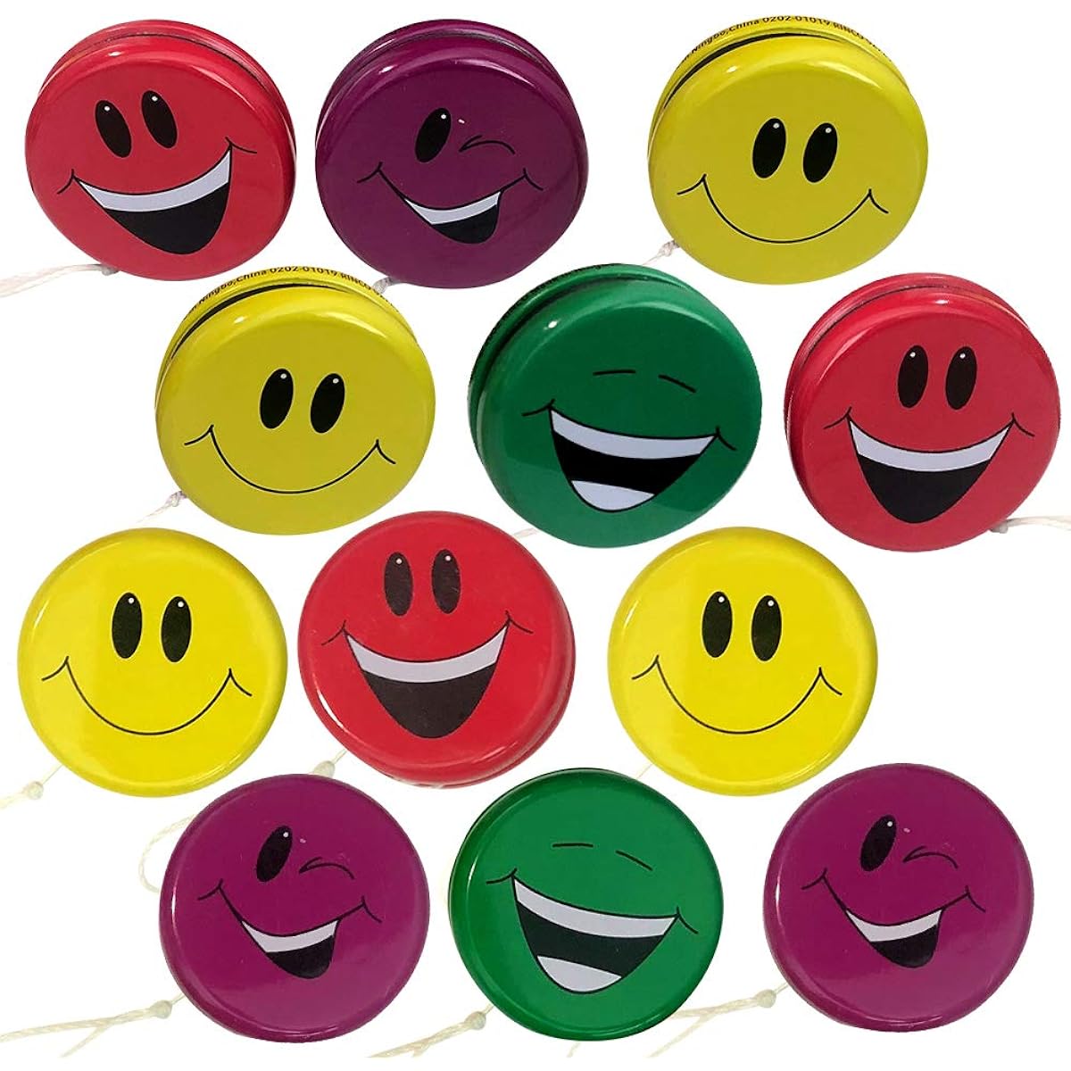 ArtCreativity Smile Face Yo-Yos for Kids - 12 Pack Emoji Yo-Yo Toys, Assorted Designs, Emojis, Birthday Party Favors, Goodie Bag Fillers, Holiday Stocking Stuffers, Classroom Giveaways