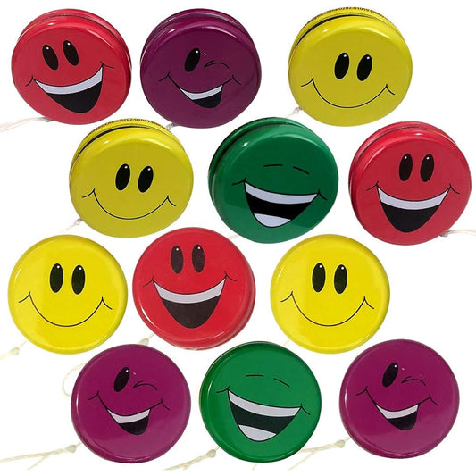 ArtCreativity Smile Face Yo-Yos for Kids - 12 Pack Emoji Yo-Yo Toys, Assorted Designs, Emojis, Birthday Party Favors, Goodie Bag Fillers, Holiday Stocking Stuffers, Classroom Giveaways