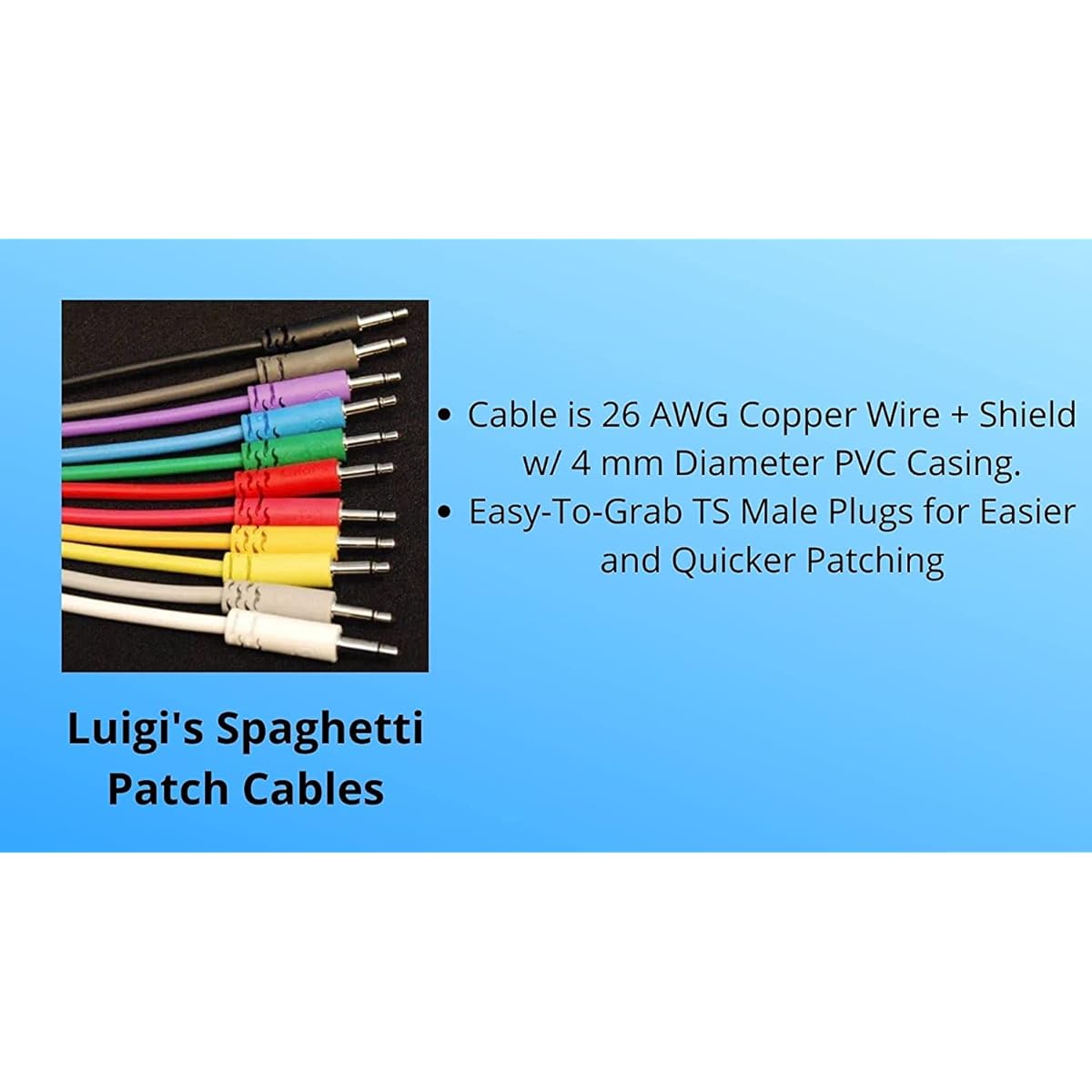 Luigi's Modular Supply Spaghetti Urarack Patch Cables - 5 Pack Red Cables 36" (90cm)