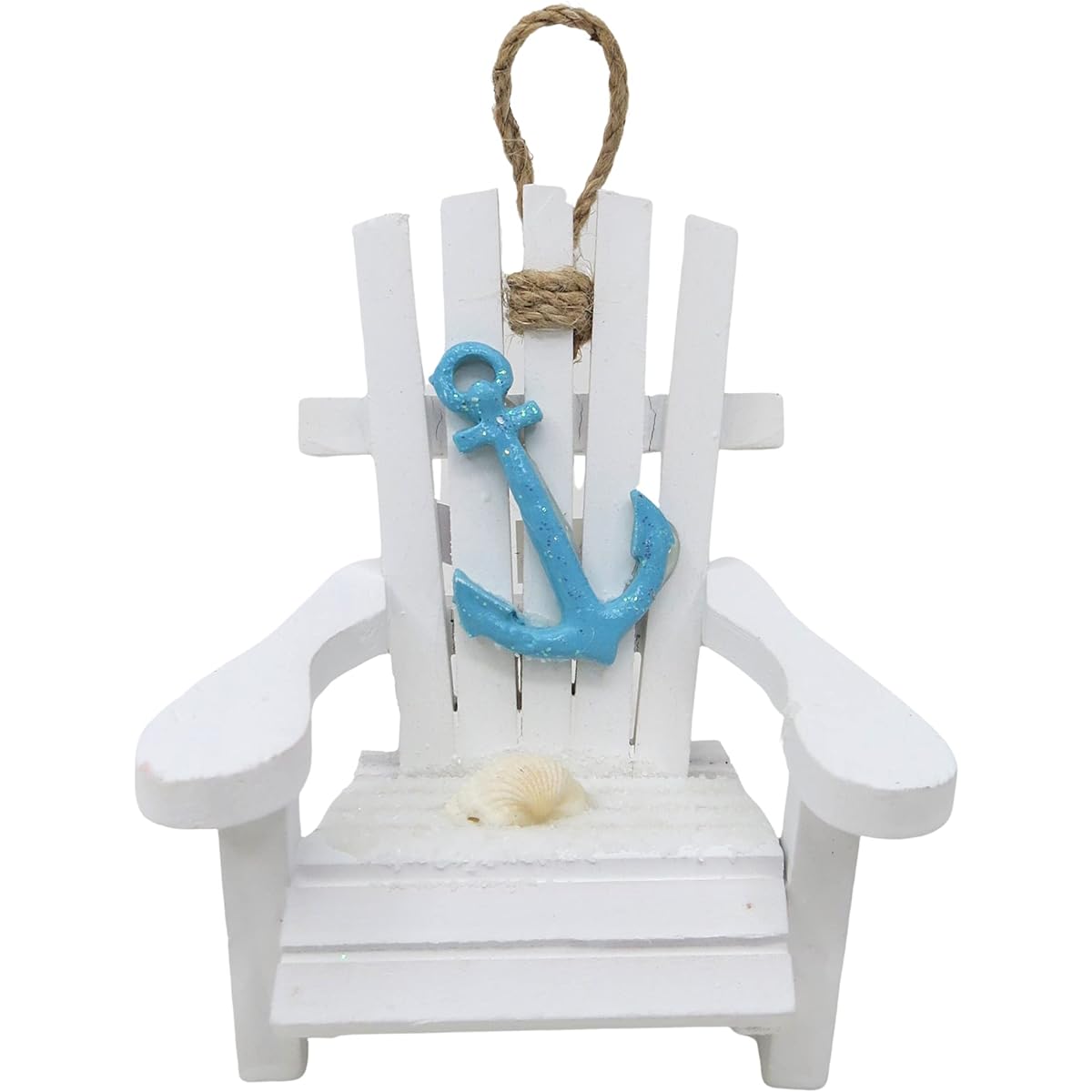 White Beach Chair Christmas Ornament with Anchor Awesome Nautical Theme Keepsake Hanging Christmas Figurine 5.25"