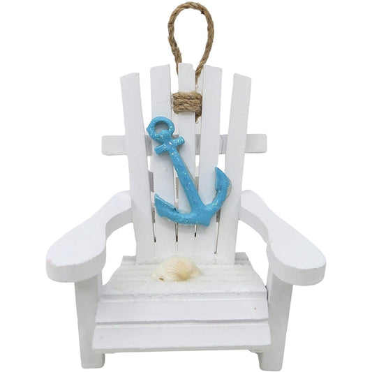 White Beach Chair Christmas Ornament with Anchor Awesome Nautical Theme Keepsake Hanging Christmas Figurine 5.25"
