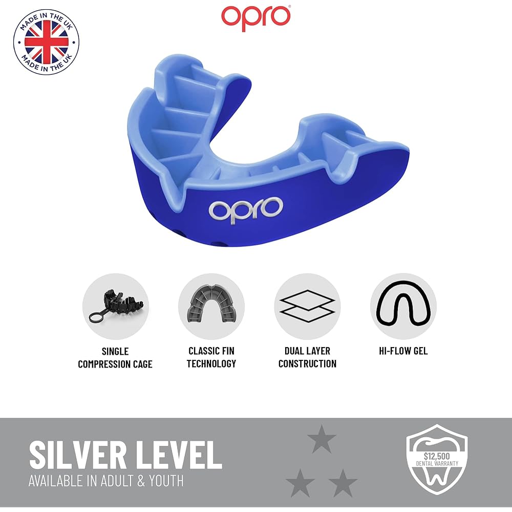 OPRO Mouthguard [Self-Fit/Silver Level] Sports Mouthpiece Made in England [Official Store] (For Children, White & Black)
