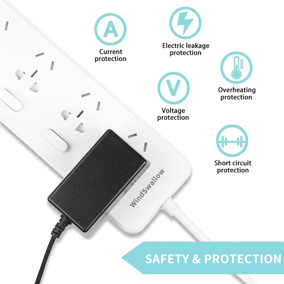 12V 2A AC Power Adapter, AC 100-240V to DC 12 Volt Transformer, 2.1mm X 5.5mm Wall Plug.