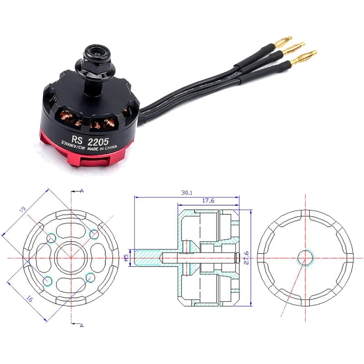 Readytosky RS2205 2300KV Brushless Motor CW/CCW 3-4S RC Motor for FPV Racing Drone FPV Multicopter