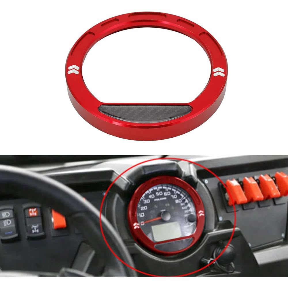 Fydun Front Dashboard Speedometer Gauge Bezel Trim Replacement for Polaris RZR570 RZR 800 900 RZR 1000 -BLK(Red)