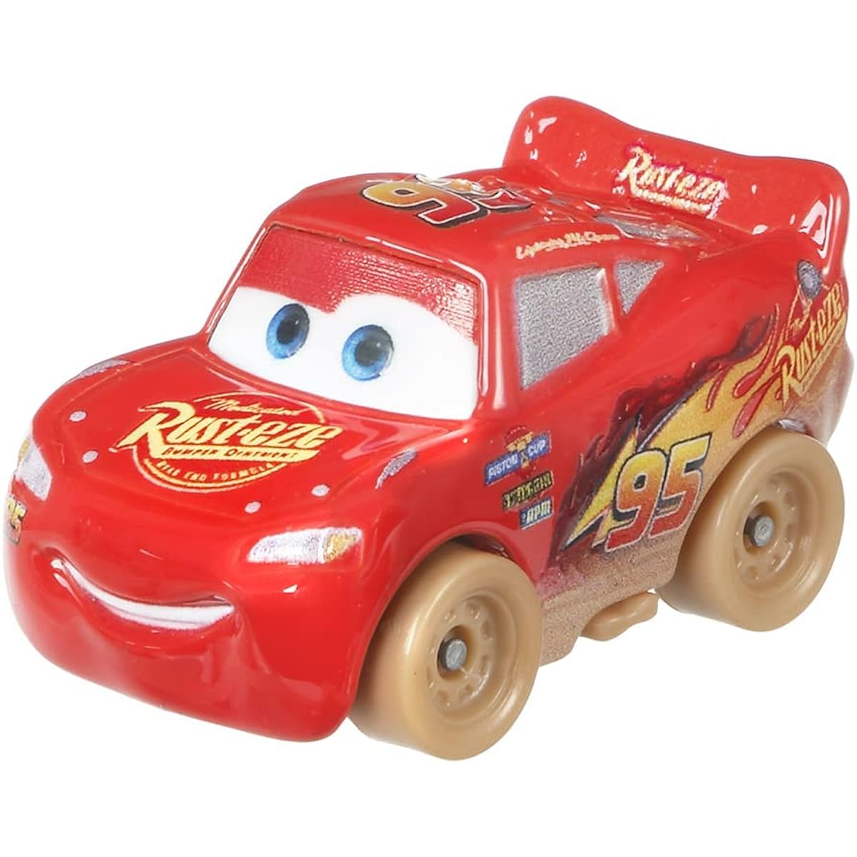Cars Mini Racers Collectibles Diecast Vehicles - FRR51 ~ Muddy Lightning McQueen Race Car ~ Red with Yellow Lightning Bolt ~ #95 on Side