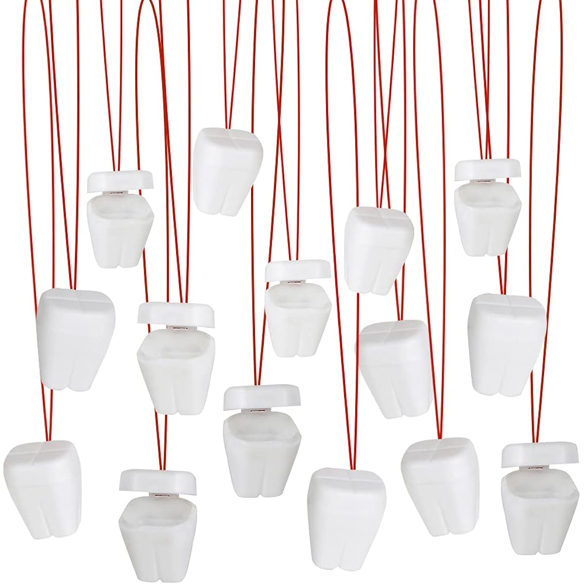 ArtCreativity Tooth Saver Necklaces - Set of 144 - White Teeth Containers, Tooth Holders for Boys and Girls, Dentist Office Favors, Kids Themed Party Supplies, Unique Goodie Bag Fillers