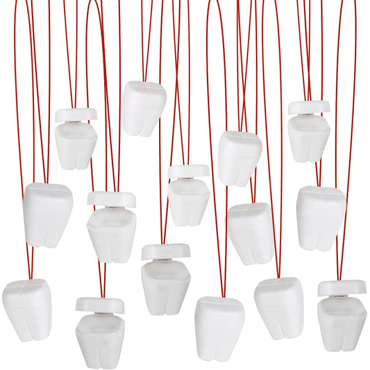 ArtCreativity Tooth Saver Necklaces - Set of 144 - White Teeth Containers, Tooth Holders for Boys and Girls, Dentist Office Favors, Kids Themed Party Supplies, Unique Goodie Bag Fillers