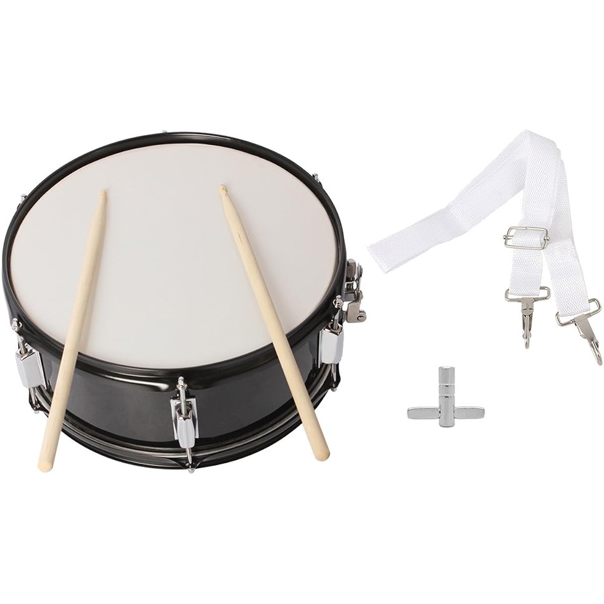 Trlec gt4-ly 14 x 5.5 inch Professional Marching Snare Drum & Drumsticks & Strap & Wrench Kit Black