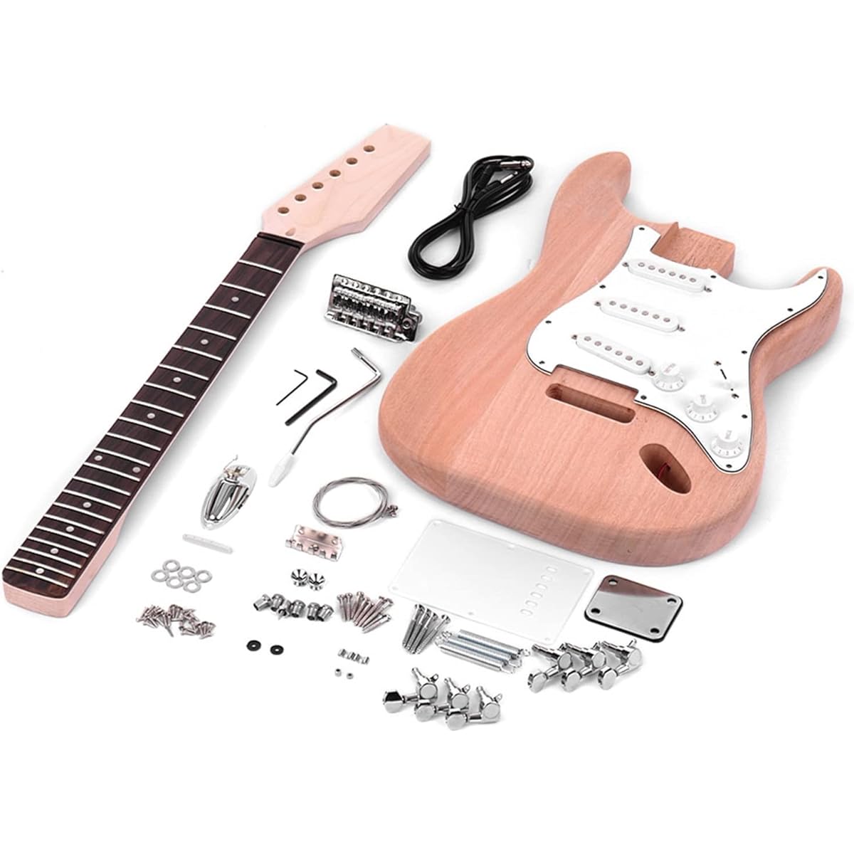 Guitar Body Unfinished DIY Electric Guitar Kit Mahogany Wooden Replacement Parts for ST Guitar