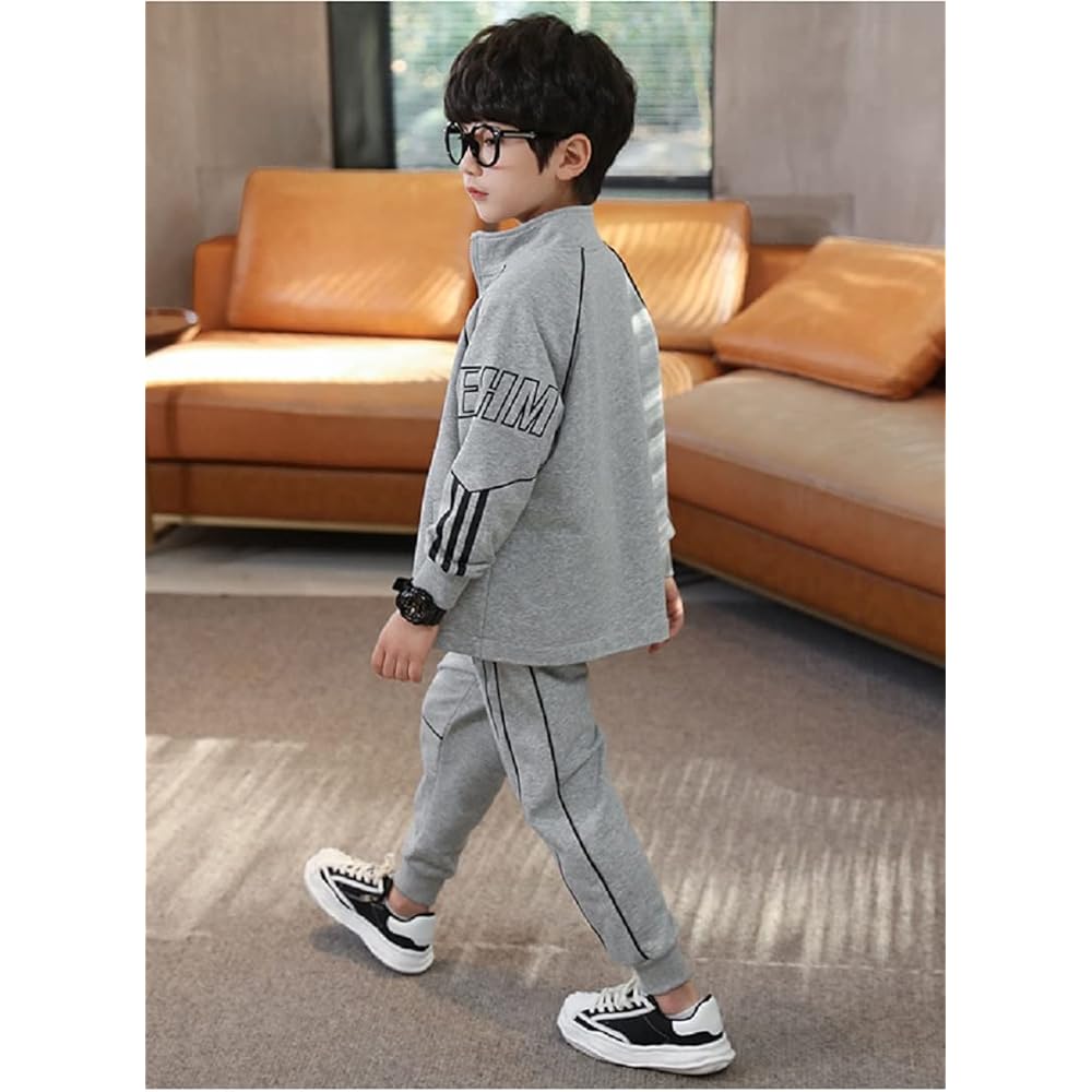 [ZFZTLYEL] Children's Clothing Boys Jersey Casual Suit Outer Coat Junior Sportswear Coat Pants Spring Autumn Top and Bottom Sweatshirt Athletic Wear 120 130 140 150 160cm
