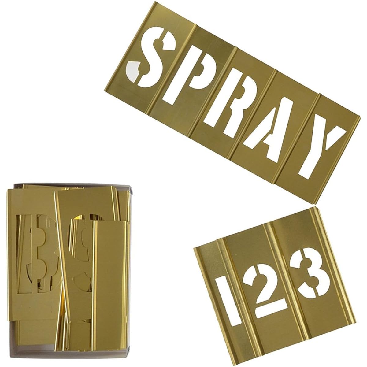 Deezio Brass Letter Stencils Number Stencils 3" Interlocking Alphabet Stencils Set of 46