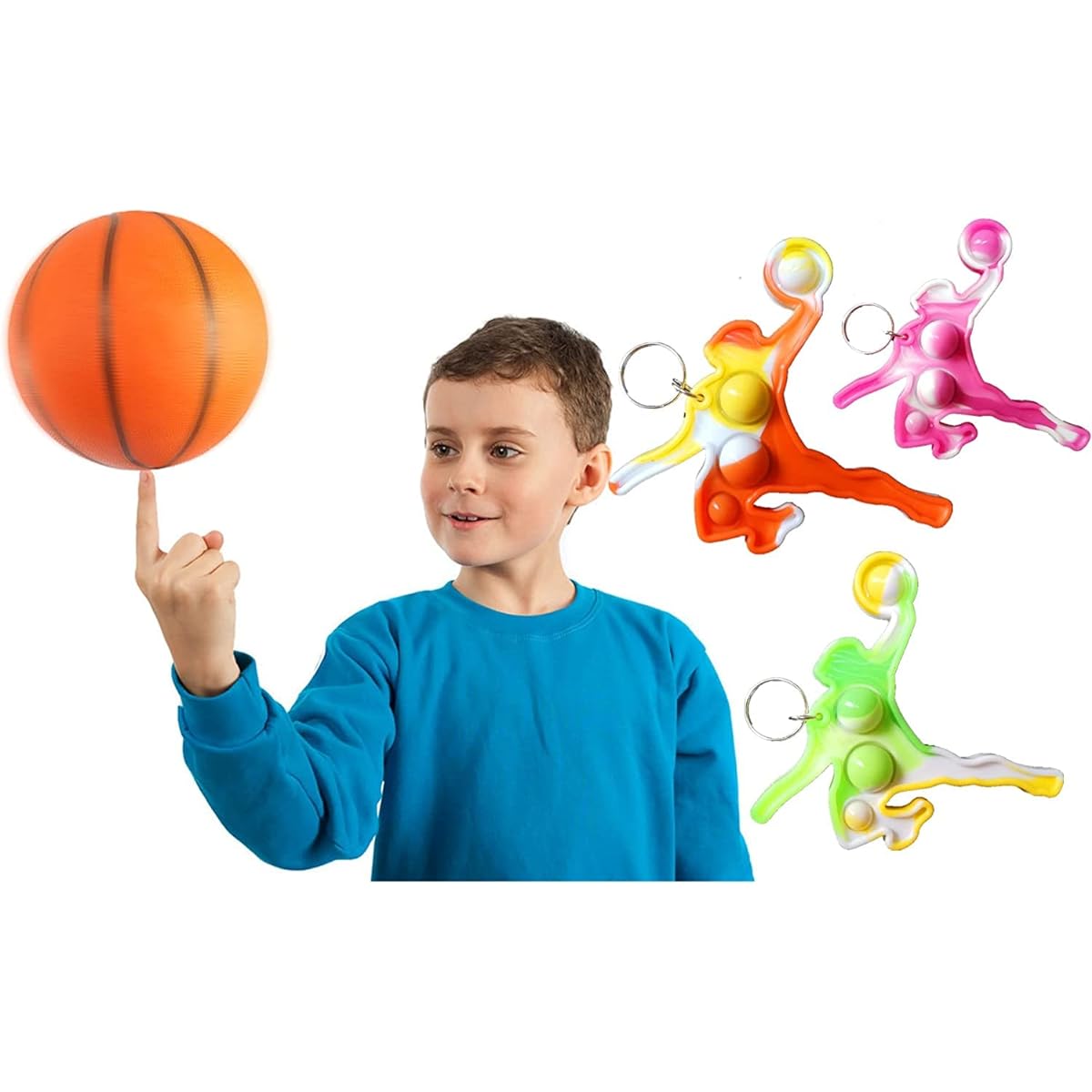 Roaqua 100 Pack Basketball Mini Pops Fidgets Autism Special Needs Squishy Sensory Party Favors Gifts for Family, Adults, Kids