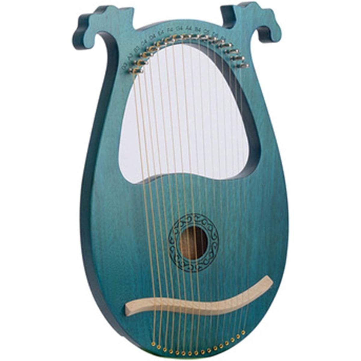 Harp Lyra Harp 16 Stringed Instrument Lyra Piano Metal String Tuning Key Portable Easy Learning (Color: Green, Size: 39x26x2.7cm)
