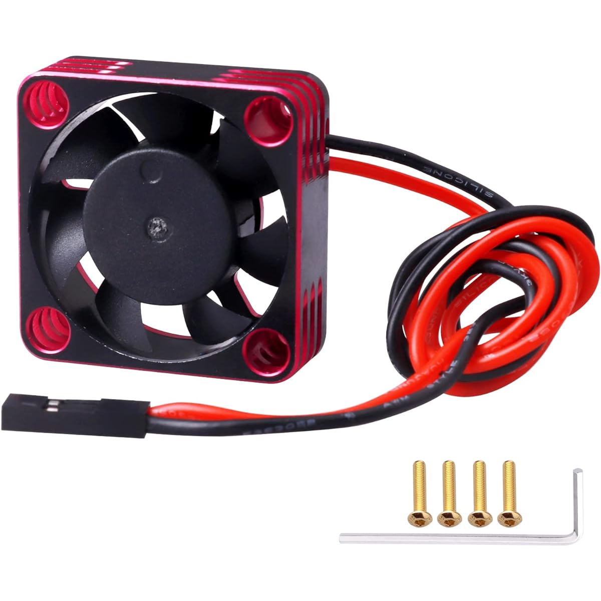 GoHobby 30x30x10mm RC Motor/ESC Cooling Fan Aluminum Case for RC Car (Red & Black)