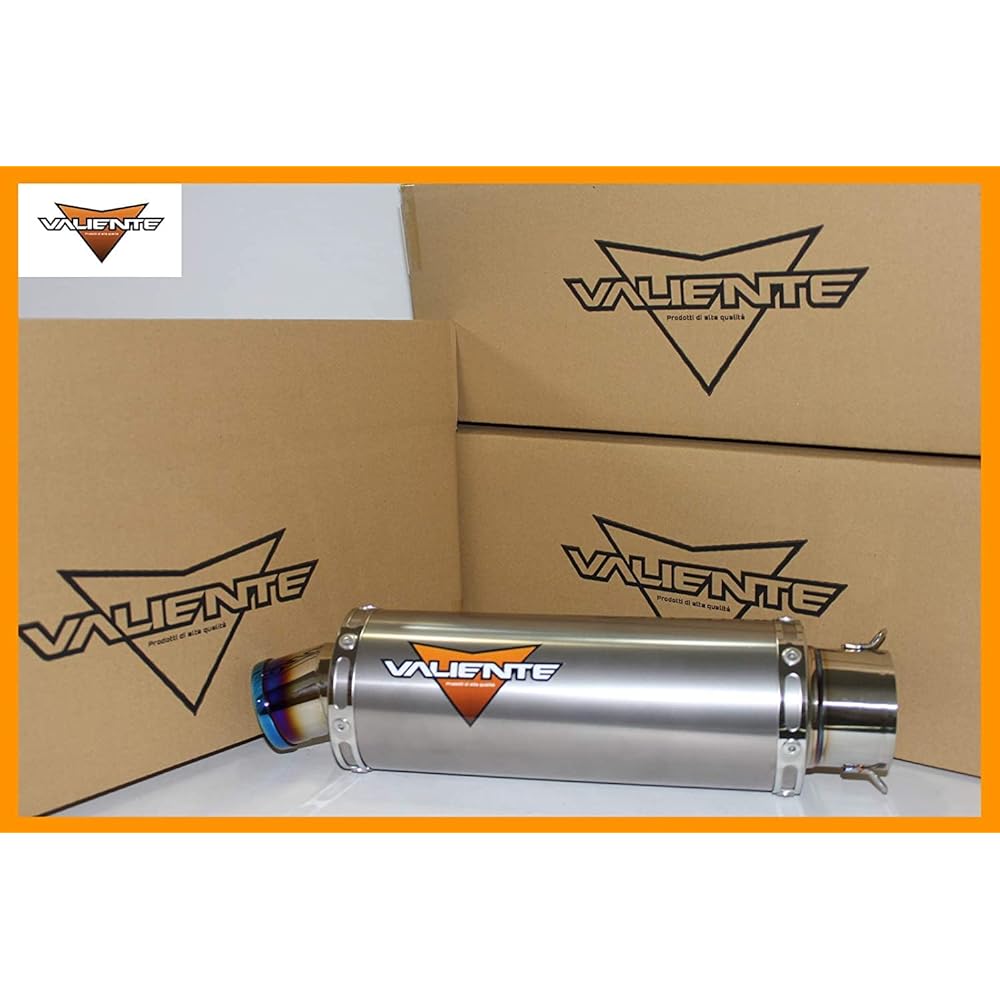 Valiente (Valiente) 100Φ×350mm Plug diameter 60.5Φ General-purpose silencer Bike muffler Titanium solid slip-on muffler Blue color V-301-ts12