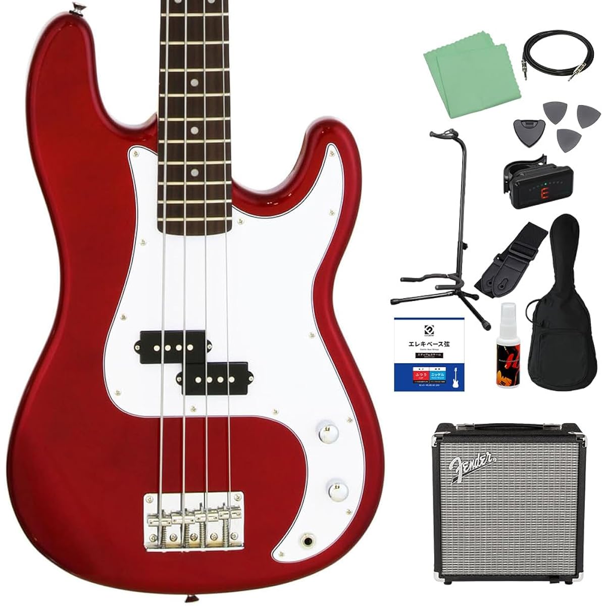LEGEND LPB-Z Candy Apple Red Bass Beginner 12-piece set [Fender amp included] Precision bass type Legend