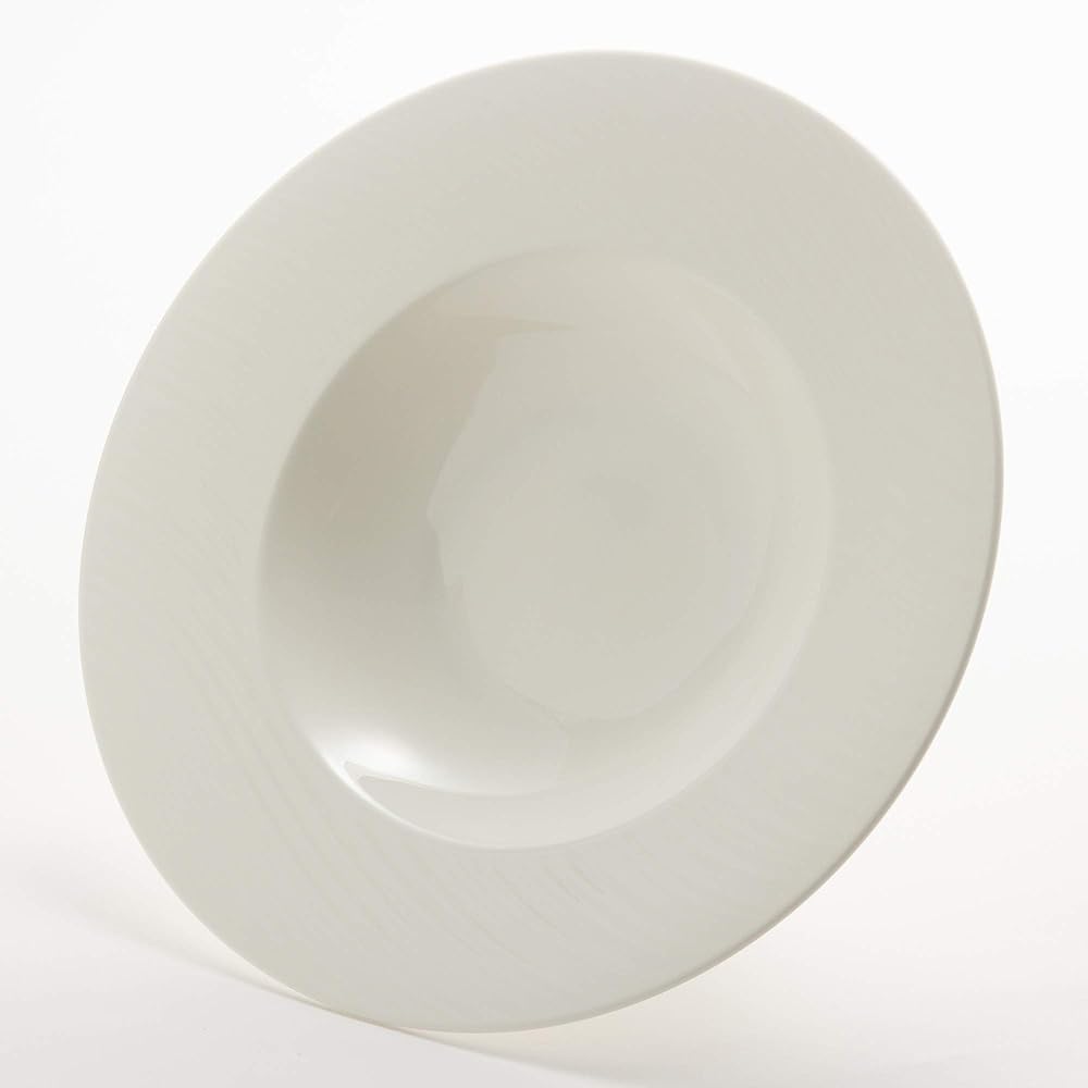 NARUMI Plate Aria 29cm White Simple Stylish Relief Rim Pasta Dish Deep Dish Microwave Warming Dishwasher Safe Gift Box Included 50763-5473