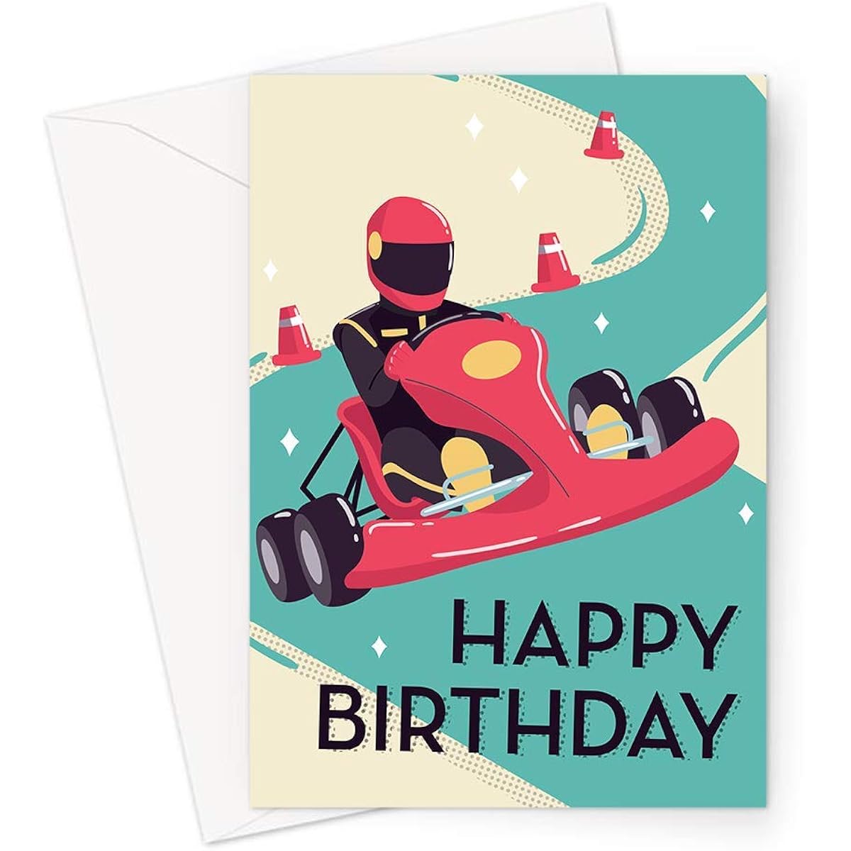 Happy Birthday Go Karting Greeting Card | Truck Driver Happy Birthday Card Hobby Birthday Card for Go Karting Driver
