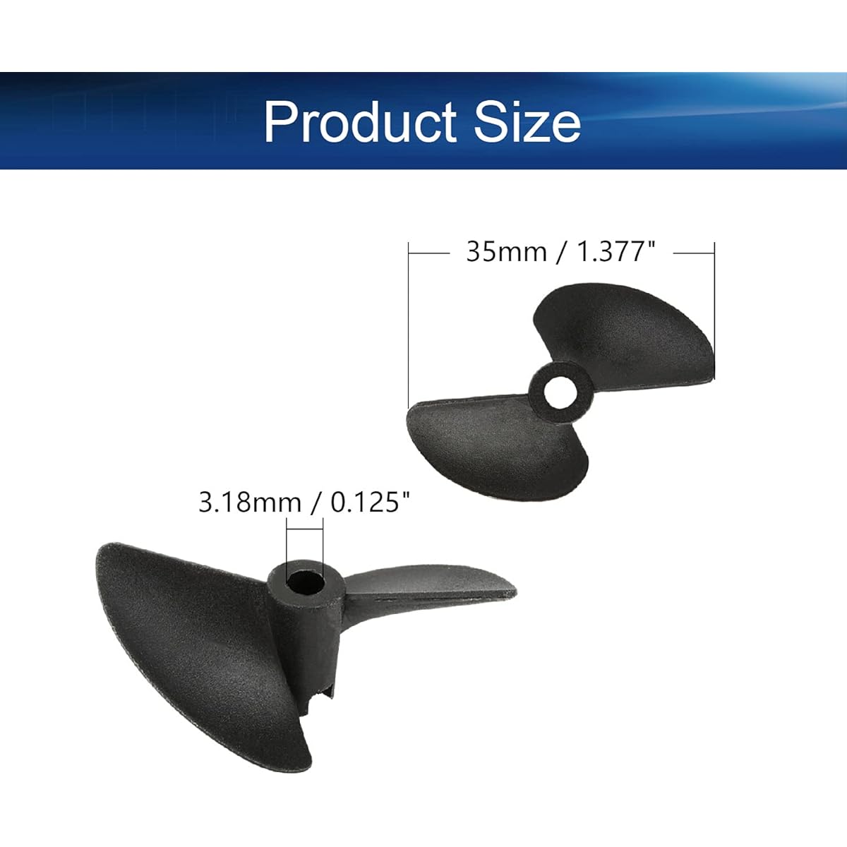 Heyiarbeit RC Boat Propeller 2-Blade Propeller Hole Diameter 3.18mm 35mm Plastic CW for RC Boat Model Boat Black 2pcs