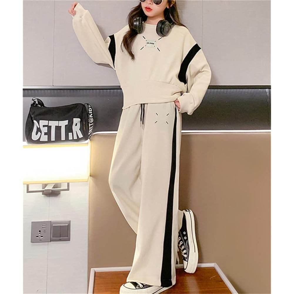 [CHUMO] Children's and Girls' Top and Bottom Set, Setup, 2 Piece Set, Tops, Sweatshirts, Pants, Long Pants, Jersey, Junior Clothes, Kids, Girls, Long Sleeves, Stylish, Cute, Loose, Slimming, Simple, Casual, Athletic Wear, School, Spring, Autumn