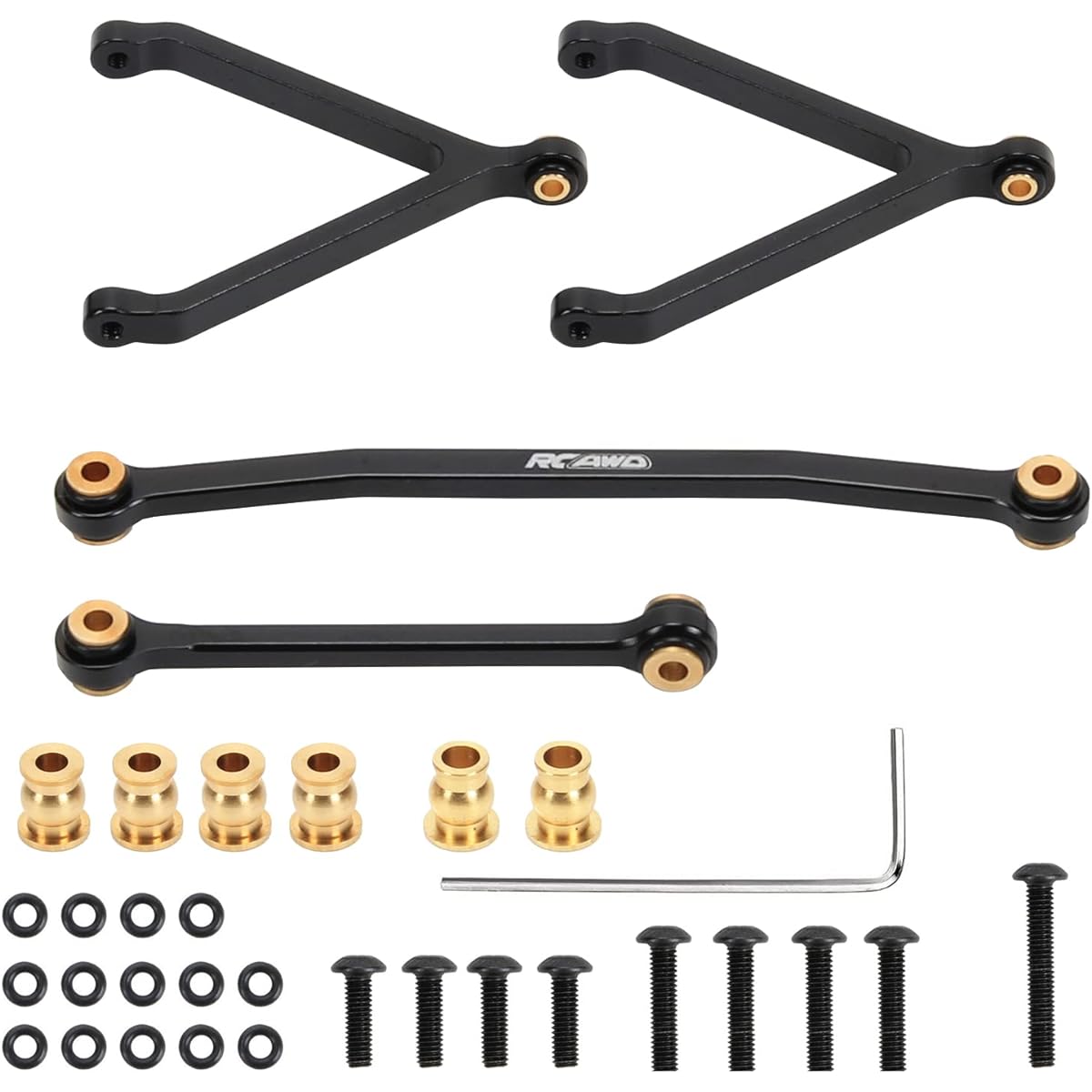RCAWD Weighted Servo Y-Link Linkage Steering Link Tie Rod with Brass Pivot Ball for FMS EAZYRC ROC Hobby FCX24 1/24 Crawler Upgrade Parts #C3027#C3028 Black